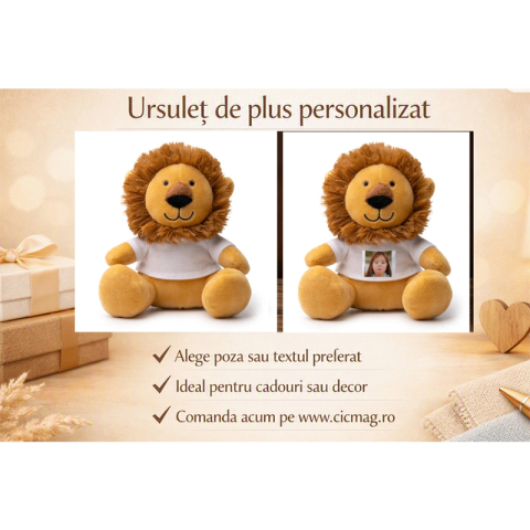 Cadouri Copii - Ursulet de plus Leu cu tricou personalizat