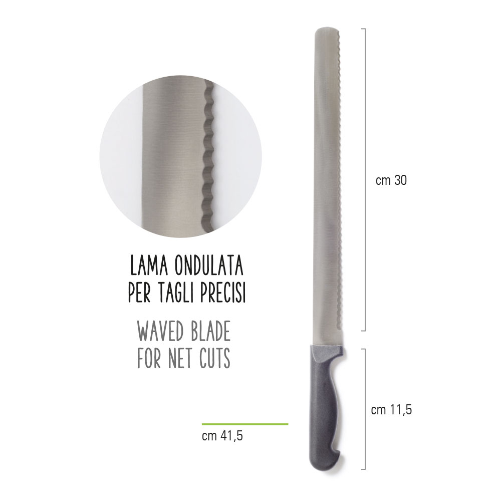 Cutit Inox cu Lama Ondulata 30cm pentru Feliat Prajituri si Blaturi Tort, Decora [3]