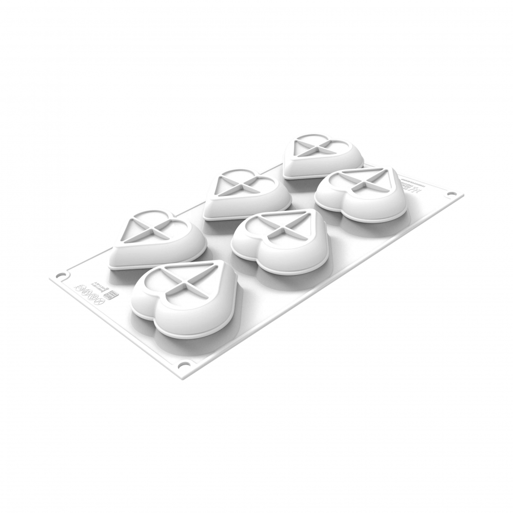 Forma Silicon Inima 6 Cavitati + Decupator (Heartix 85), 7.8 x 7 x H3cm, 85ml, Silikomart [4]