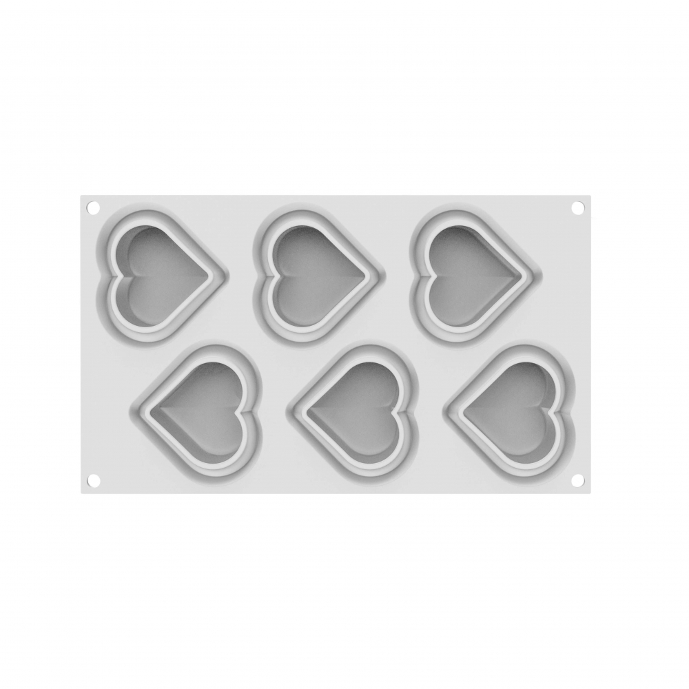 Forma Silicon Inima 6 Cavitati + Decupator (Heartix 85), 7.8 x 7 x H3cm, 85ml, Silikomart [3]