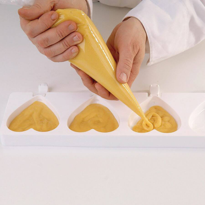 Set 2 Forme Silicon Inghetata x 2 Cavitati + 50 Bastonase (Gel03 Heart IC), 9.1 x 8.5 x H2.3cm, 96ml, Silikomart [4]