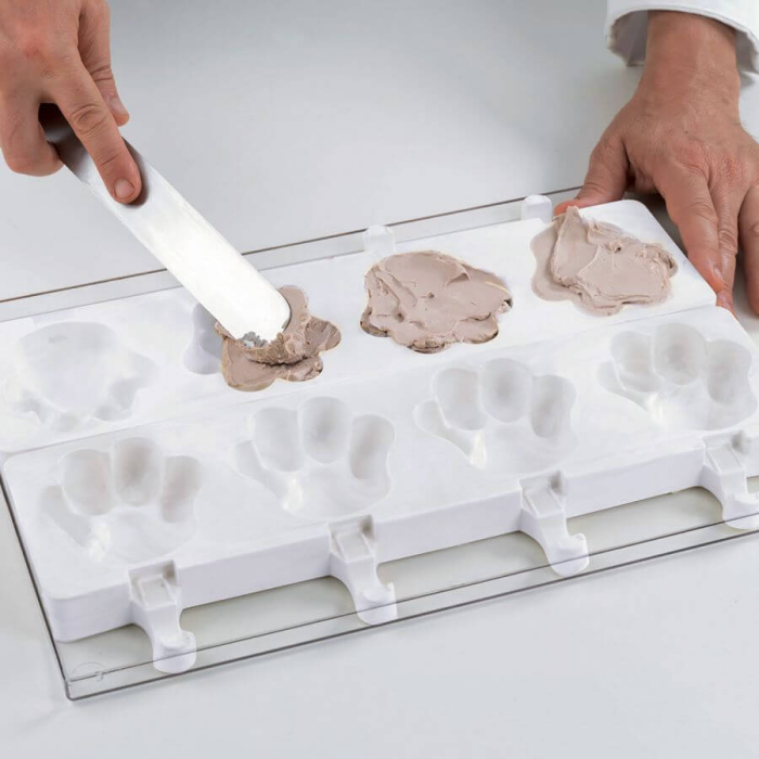 Set 2 Forme Silicon Inghetata x 4 Cavitati + 50 Bastonase + Tavita (Gel06 Pata), 8.9 x 8.4 x H2.4cm, 98ml, Silikomart [2]