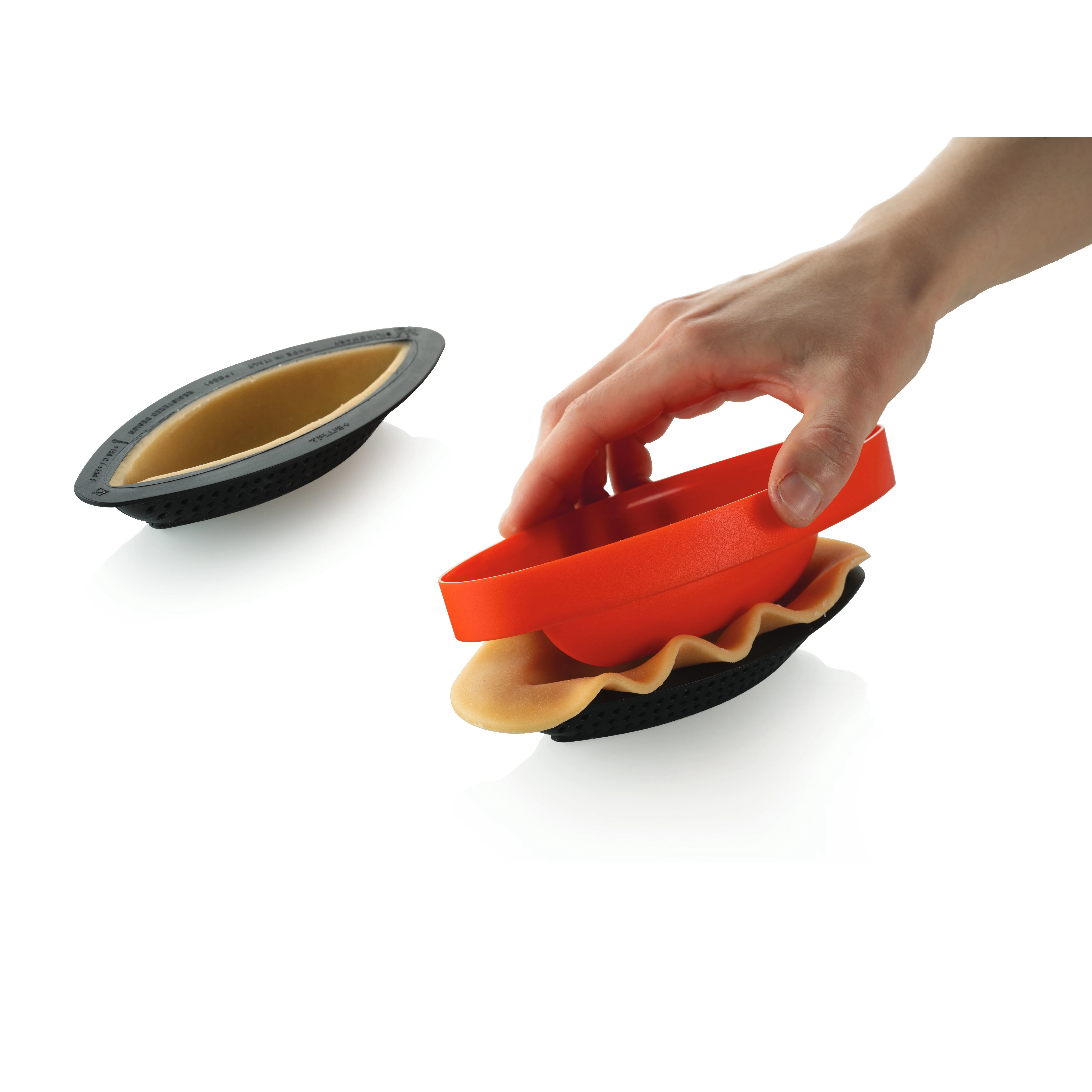 Set Forma Silicon Tarte Cabossa 6 Cavitati + Decupator, 12 x 4 x H2cm + 6 Rame Microforate, 39ml, Silikomart [3]