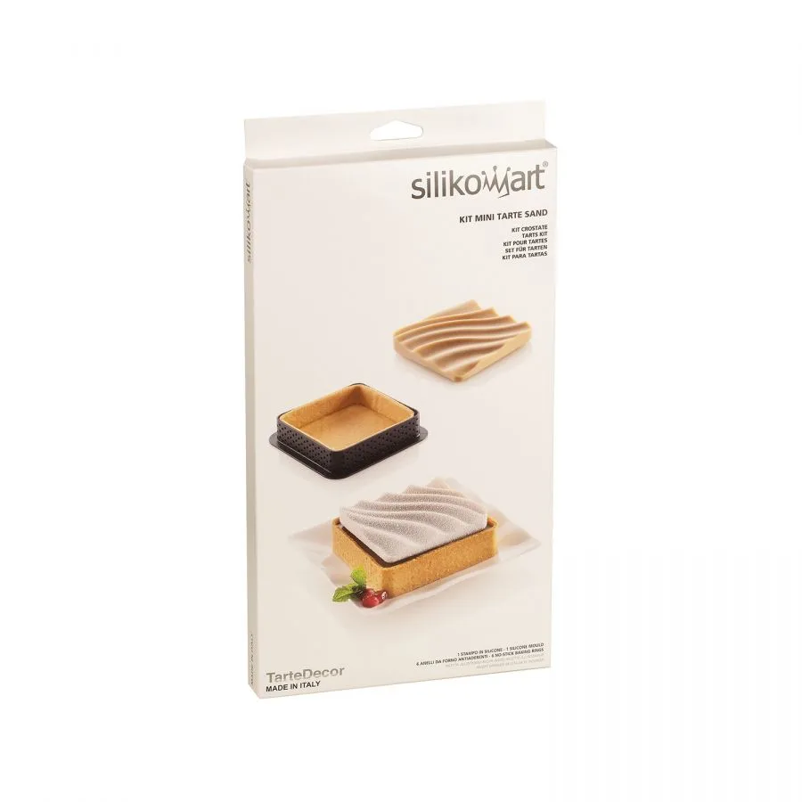 Set Forma Silicon Tarte Sand 6 Cavitati 6.7 x 6.7 x H1.5cm, 45ml + 6 Rame Microforate 8 x 8 x H2cm, Silikomart [6]