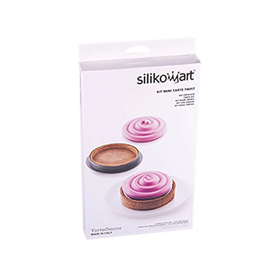Set Forma Silicon Tarte Twist 6 Cavitati D7 x H2.5cm, 53ml + 6 Rame Microforate D8 x H2cm, Silikomart [5]