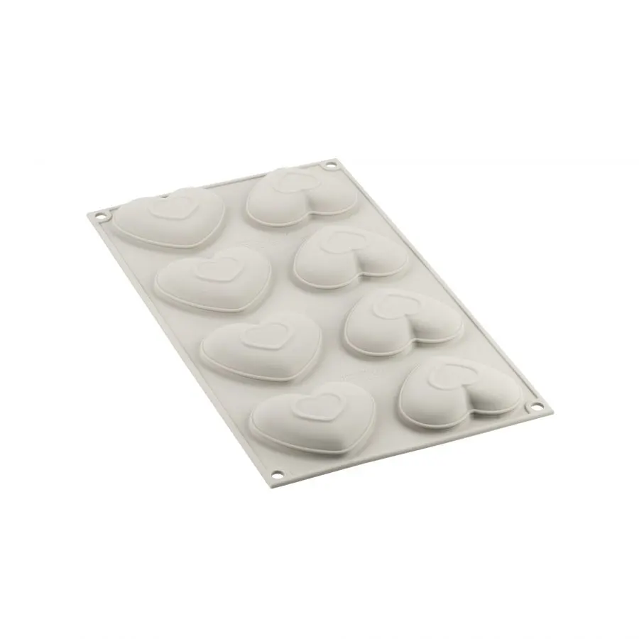 Set Forma Silicon Tarte Inima 8 Cavitati 6.6 x 5.5 x H1.5cm, 31ml + 8 Rame Microforate 7.8 x 6.8 x H2cm, Silikomart [5]