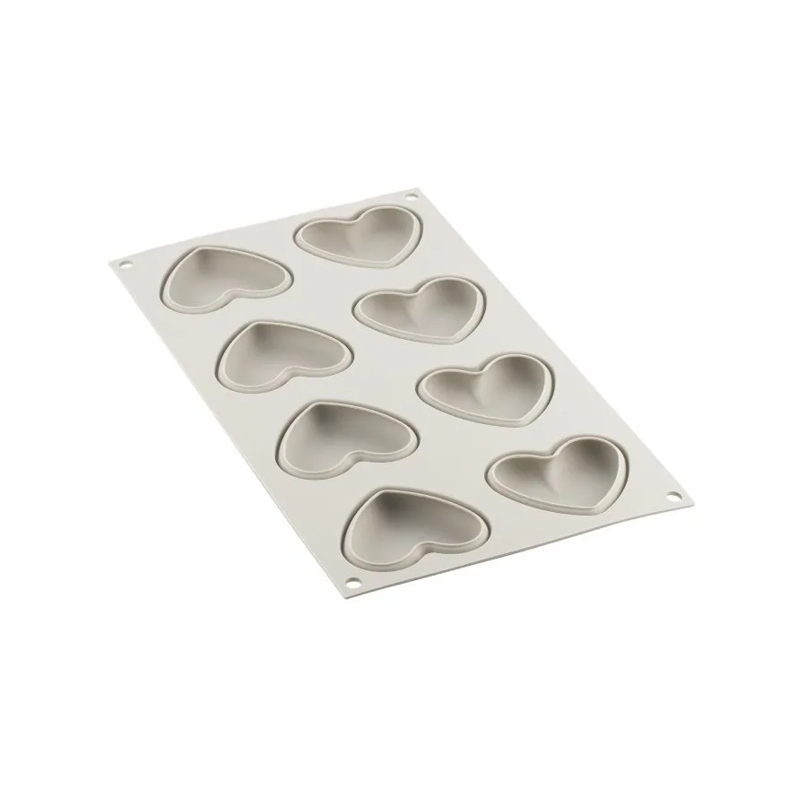 Set Forma Silicon Tarte Inima 8 Cavitati 6.6 x 5.5 x H1.5cm, 31ml + 8 Rame Microforate 7.8 x 6.8 x H2cm, Silikomart [4]