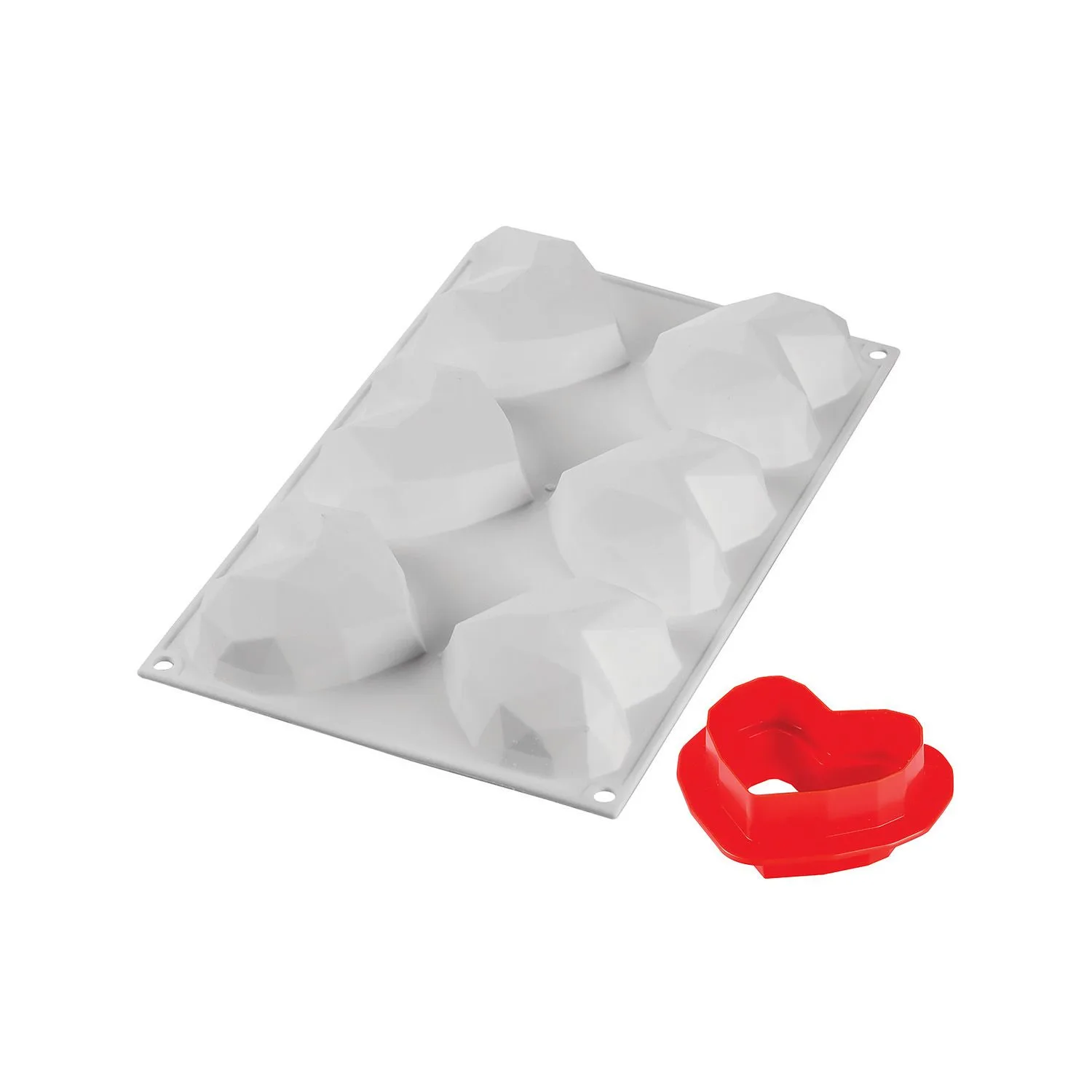 Forma Silicon Inima 6 Cavitati + Decupator (Amorini Origami 110), 8.3 x 7.4 x H3.5cm, 110ml, Silikomart [4]