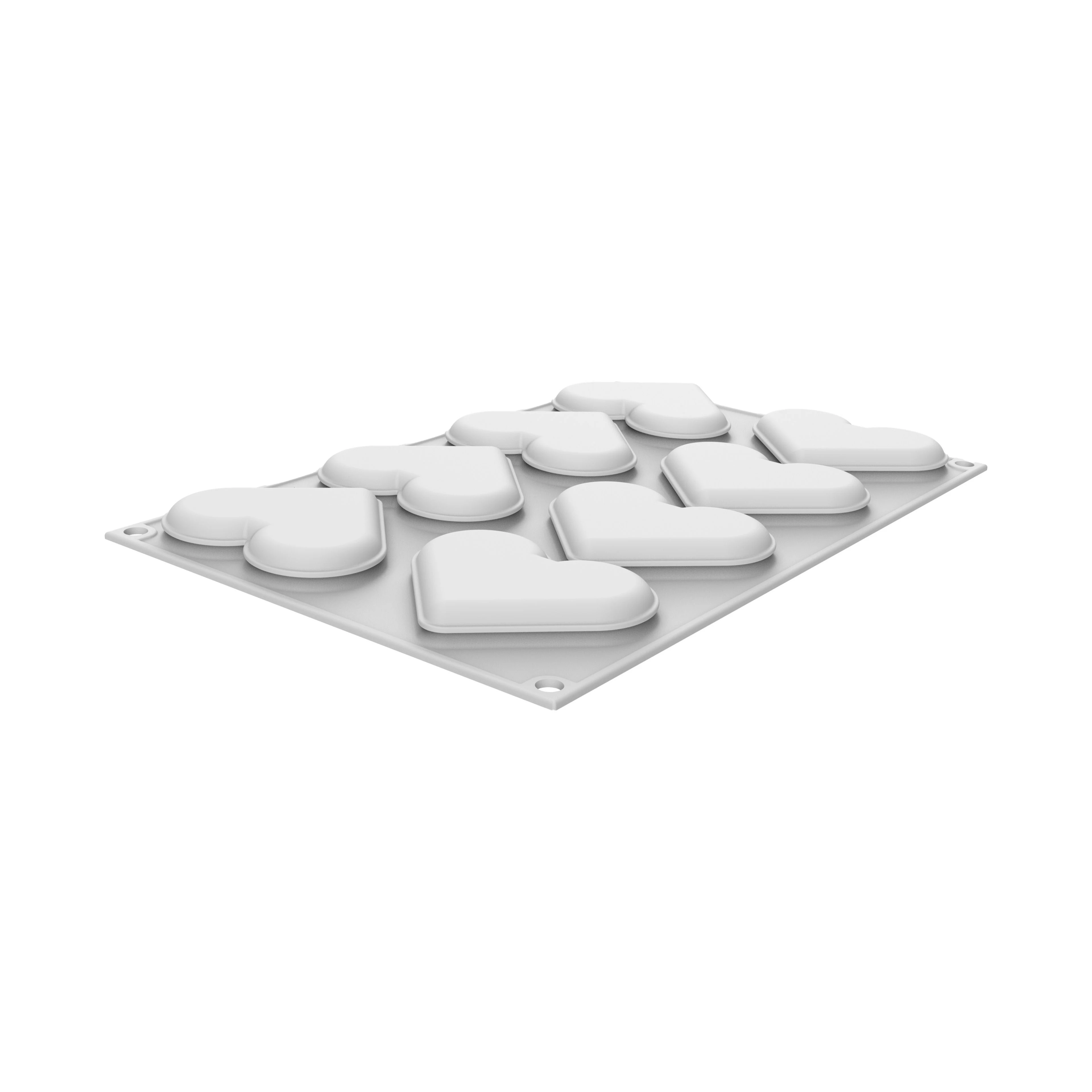 Forma Silicon Inima 8 Cavitati + Decupator (Level Hearts 35), 8 x 6.6 x H1.2cm, 35 ml, Silikomart [2]