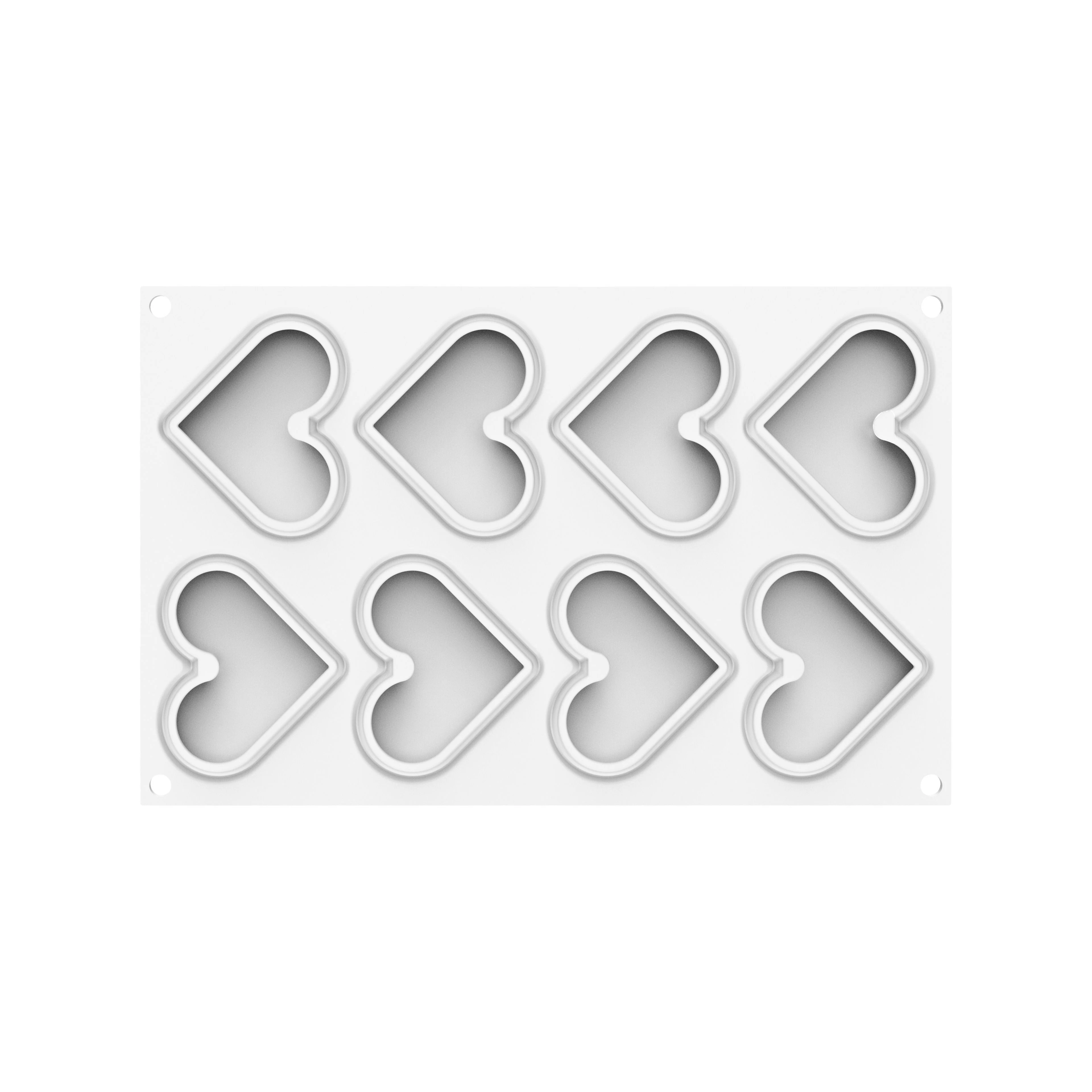 Forma Silicon Inima 8 Cavitati + Decupator (Level Hearts 35), 8 x 6.6 x H1.2cm, 35 ml, Silikomart [3]
