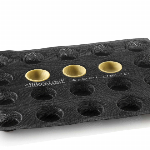 Forme Silicon Microforate - Forma Silicon Microforat Tarte 20 Cavitati (Airplus 16), D5 x H1.6cm, 40 x 30cm, Set 2 Buc, Silikomart