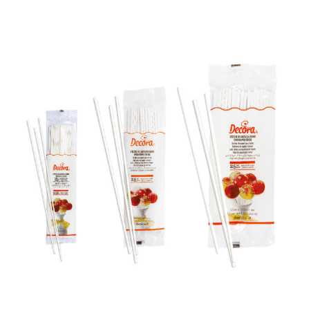 CakePops, LolliPops - Betisoare Albe Termorezistente CakePops/LolliPops, D0.4 x H15.2cm, Set 25 Buc, Decora