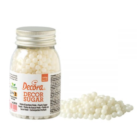 Perle, Bilute si Sprinkles - Perle Zahar Alb Stralucitor D5mm, 100g, Decora