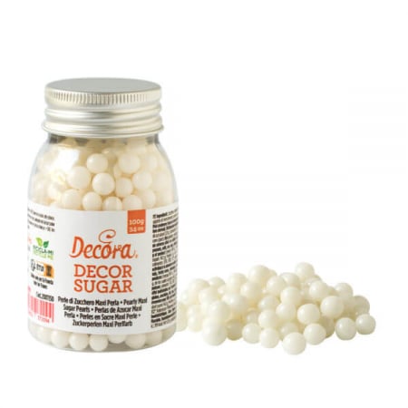 Perle, Bilute si Sprinkles - Perle Zahar Alb Stralucitor D7mm, 100g, Decora