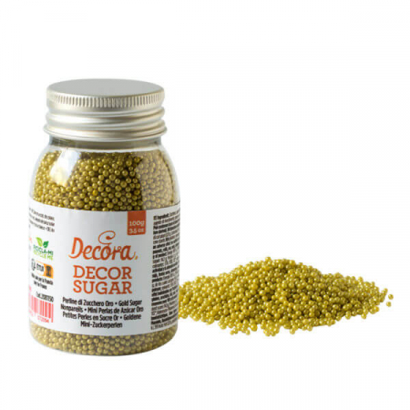 Perle, Bilute si Sprinkles - Perle Zahar Auriu Metalizat D2mm, 100g, Decora