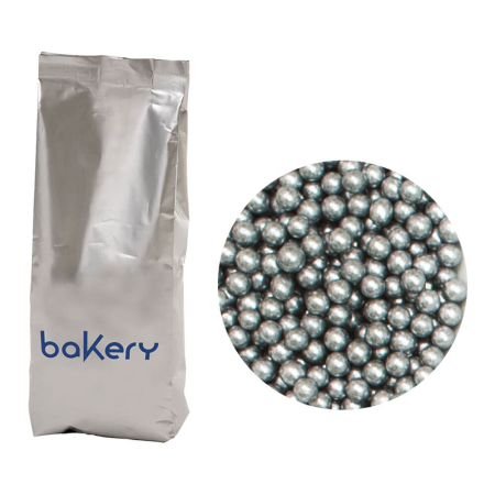 Perle, Bilute si Sprinkles - Perle Zahar Argintiu Metalizat D4mm, 1Kg, Decora