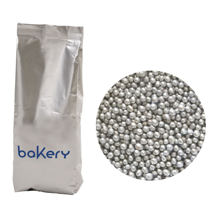 Perle, Bilute si Sprinkles - Perle Zahar Argintiu Metalizat D1.5mm, 1Kg, Decora
