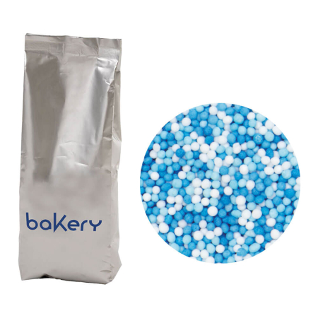 Perle, Bilute si Sprinkles - Perle Zahar ColorMix Alb, Bleu, Albastru D1.5mm, 1Kg, Decora