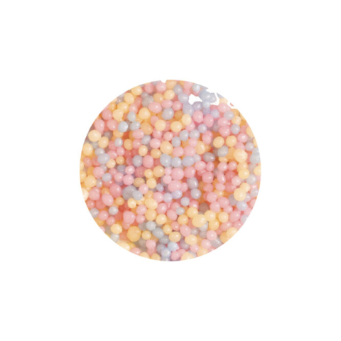 Perle din Zahar - Perle Zahar ColorMix Roz, Albastru, Galben Metalizat D2mm, 1Kg, Decora