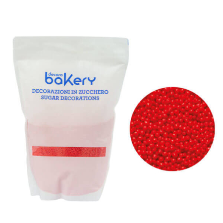 Perle, Bilute si Sprinkles - Perle Zahar Rosu D1.5mm, 1Kg, Decora