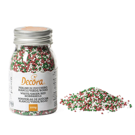 Perle, Bilute si Sprinkles - Perle Zahar ColorMix Alb, Verde, Rosu D1.5mm, 100g, Decora