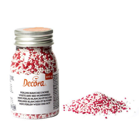 Perle, Bilute si Sprinkles - Perle Zahar ColorMix Rosu si Alb D1.5mm, 100g, Decora
