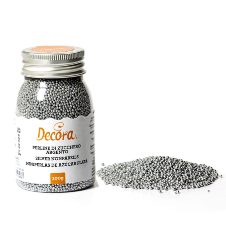 Perle, Bilute si Sprinkles - Perle Zahar Argintiu Metalizat D1.5mm, 100g, Decora