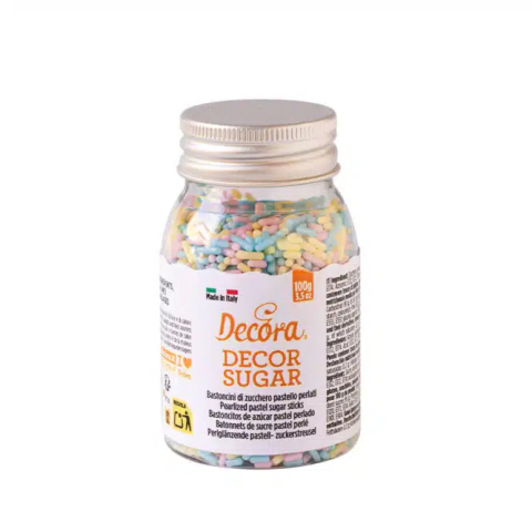Sprinkles - Bastonase Zahar Colorate Roz, Albastru, Galben, 100g, Decora