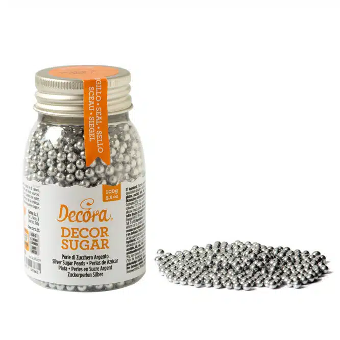 Decoruri - Perle Zahar Argintiu Metalizat D4mm, 100g, Decora