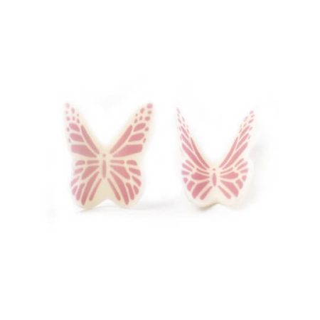 Paste - Decoratiuni de Ciocolata Alba cu Roz Fluture, 3.5 x 3 x 1.5cm, 290g, 120Buc, Dobla