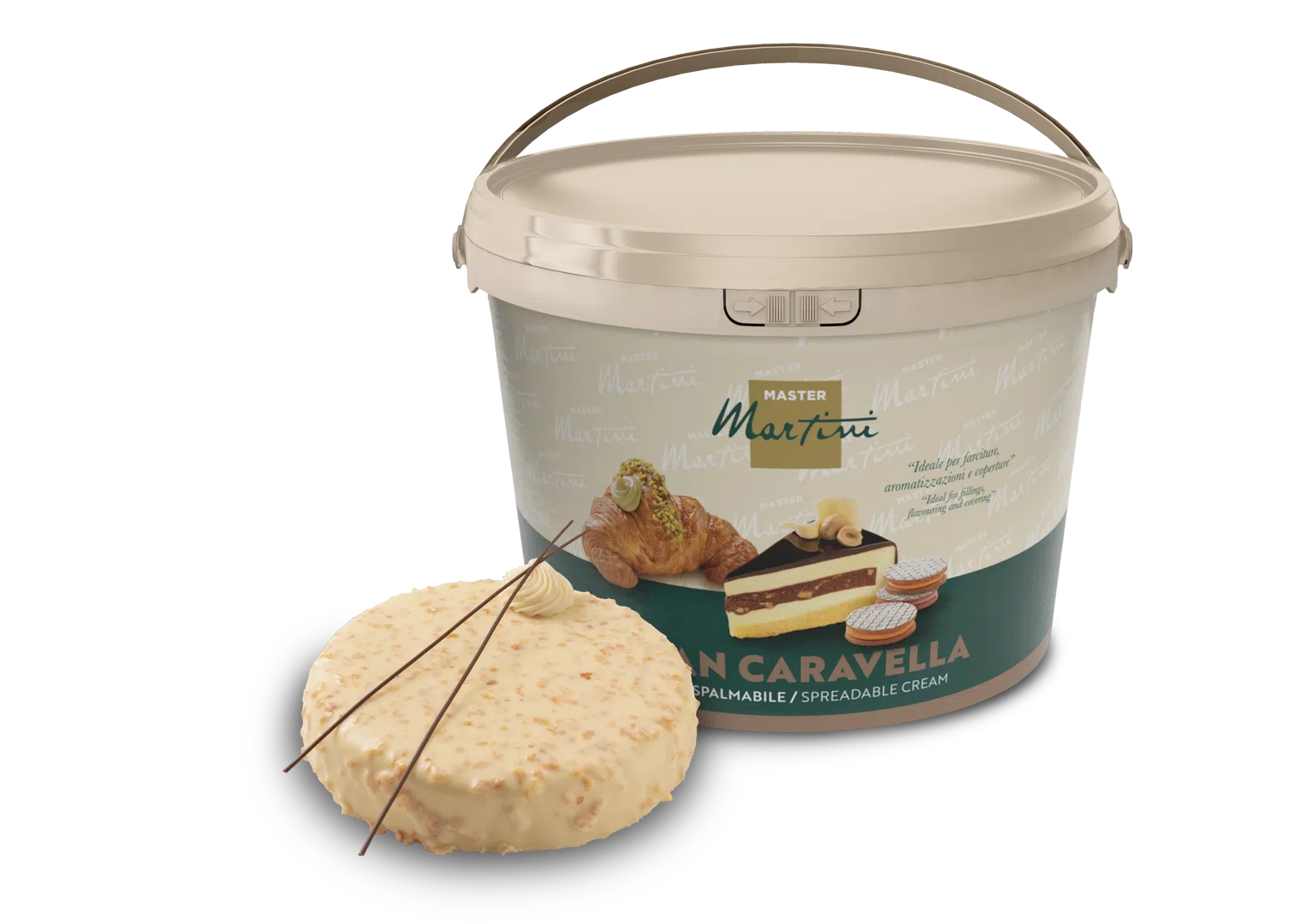Creme Crocante - Crema Crocanta de Ciocolata Alba si Napolitana Caravella Crunch Ciocco Avorio, Master Martini, 5Kg