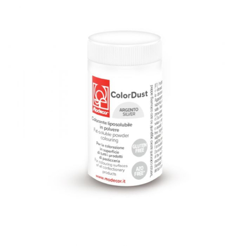 Coloranti Pudra Perlati - Colorant Alimentar Pudra Liposolubil Argintiu Pastelat Modecor - 3g