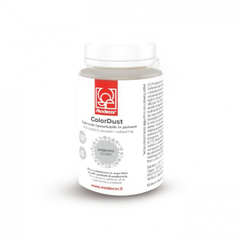 Coloranti Pudra Perlati - Colorant Alimentar Pudra Liposolubil Argintiu Perlat Modecor - 25g