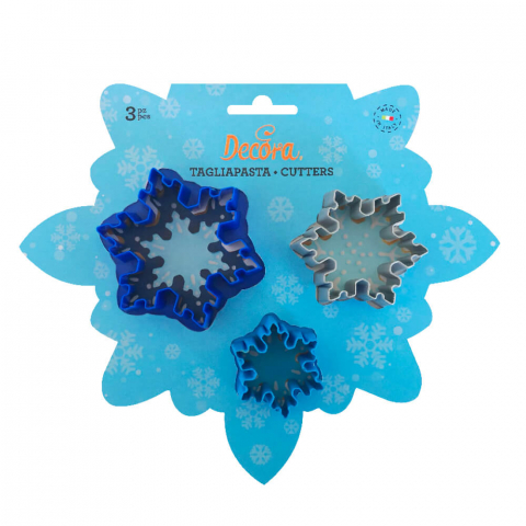 Decupatoare - Decupatoare Plastic Craciun Fulgi de Zapada, D4-7 x H2.2cm, Set 3 Buc, Decora