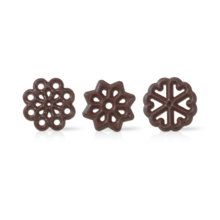 Decoratiuni de Ciocolata Neagra Decorette 3 Modele, D3.3 cm, 460g, 375Buc, Dobla