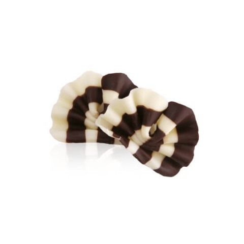 Decoruri din Ciocolata - Decoratiuni de Ciocolata MiniEvantai Negru cu Alb, 3.5 x 2.7cm, 1Kg, 475Buc, Dobla