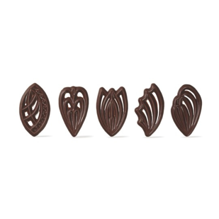 Decoruri din Ciocolata - Decoratiuni de Ciocolata Neagra Exclusive 5 Modele, 4.5 x 2.5cm, 390g, 310Buc, Dobla