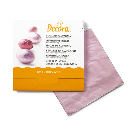 Foite Ambalare Aluminiu Roz 10 x 10cm, Set 150 Buc, Decora