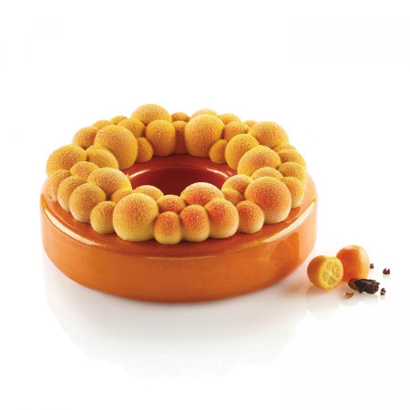 Forme Silicon Torturi, Cozonac, Chec - Set 3 Piese Forma Silicon Tort 3D (Bubble Crown), D18 x H6cm, 1000ml, Silikomart