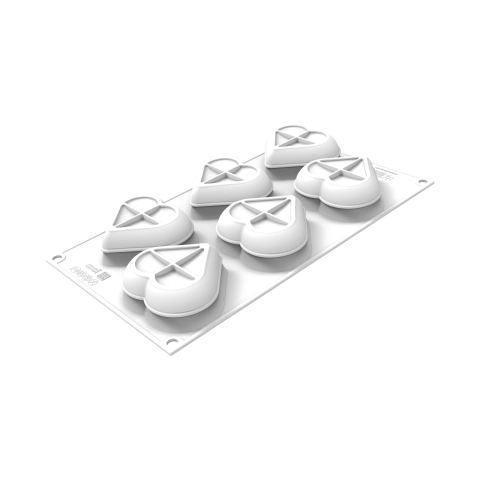 Forma Silicon Inima 6 Cavitati + Decupator (Heartix 85), 7.8 x 7 x H3cm, 85ml, Silikomart [3]