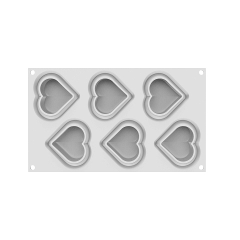 Forma Silicon Inima 6 Cavitati + Decupator (Heartix 85), 7.8 x 7 x H3cm, 85ml, Silikomart [2]