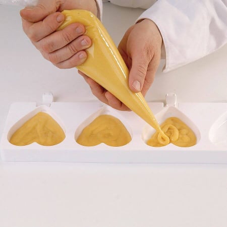 Set 2 Forme Silicon Inghetata x 2 Cavitati + 50 Bastonase (Gel03 Heart IC), 9.1 x 8.5 x H2.3cm, 96ml, Silikomart [3]