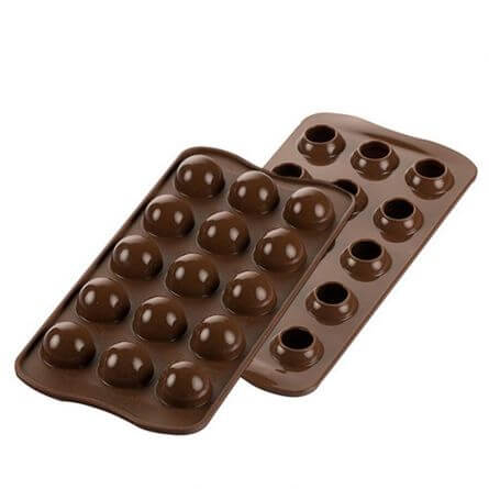 Valentine's Day - Forma Silicon Praline 3D Sfere 15 Cavitati (Tartufino SCG50), D2.5 x H2.7cm, 15ml, Silikomart