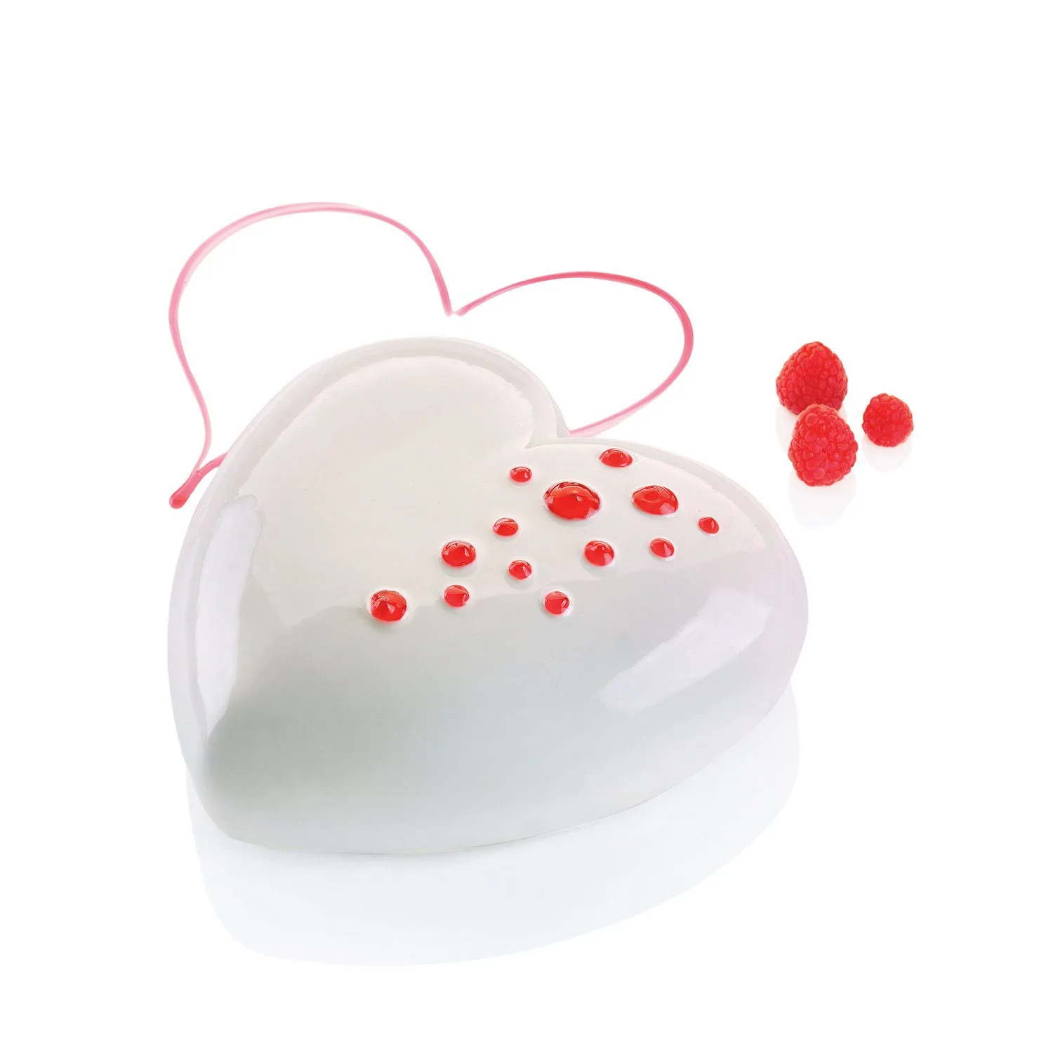 Forme Silicon - Forma Silicon Tort Inima 3D + Decupator (Ti Amo), 17 x 16.4 x H6.3cm, 1000ml, Silikomart