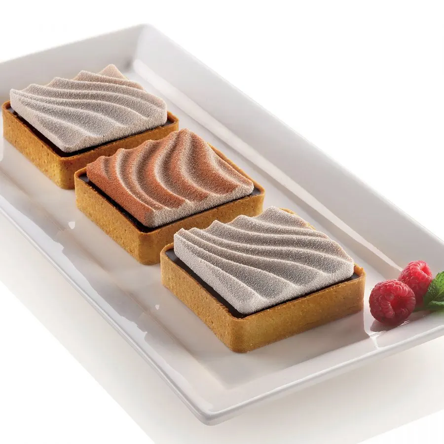 Set Forma Silicon Tarte Sand 6 Cavitati 6.7 x 6.7 x H1.5cm, 45ml + 6 Rame Microforate 8 x 8 x H2cm, Silikomart [2]