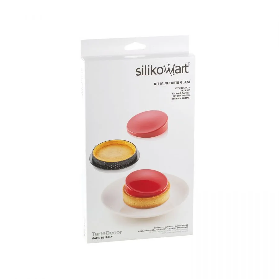Set Forma Silicon Tarte Glam 6 Cavitati D7 x H1.8cm, 46ml + 6 Rame Microforate D8 x H2cm, Silikomart [3]