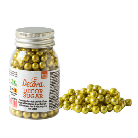 Perle, Bilute si Sprinkles - Perle Zahar Auriu Metalizat D7mm, 100g, Decora