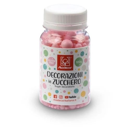 Perle din Zahar - Perle Zahar Mixte Roz, Marimi Diferite, 100g, Modecor