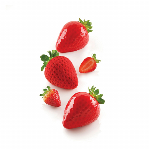 Forme Silicon Fructe - Forma Silicon 5 Cavitati Capsuna 3D, 7.7 x 6 x H5.4cm, 120ml, Silikomart