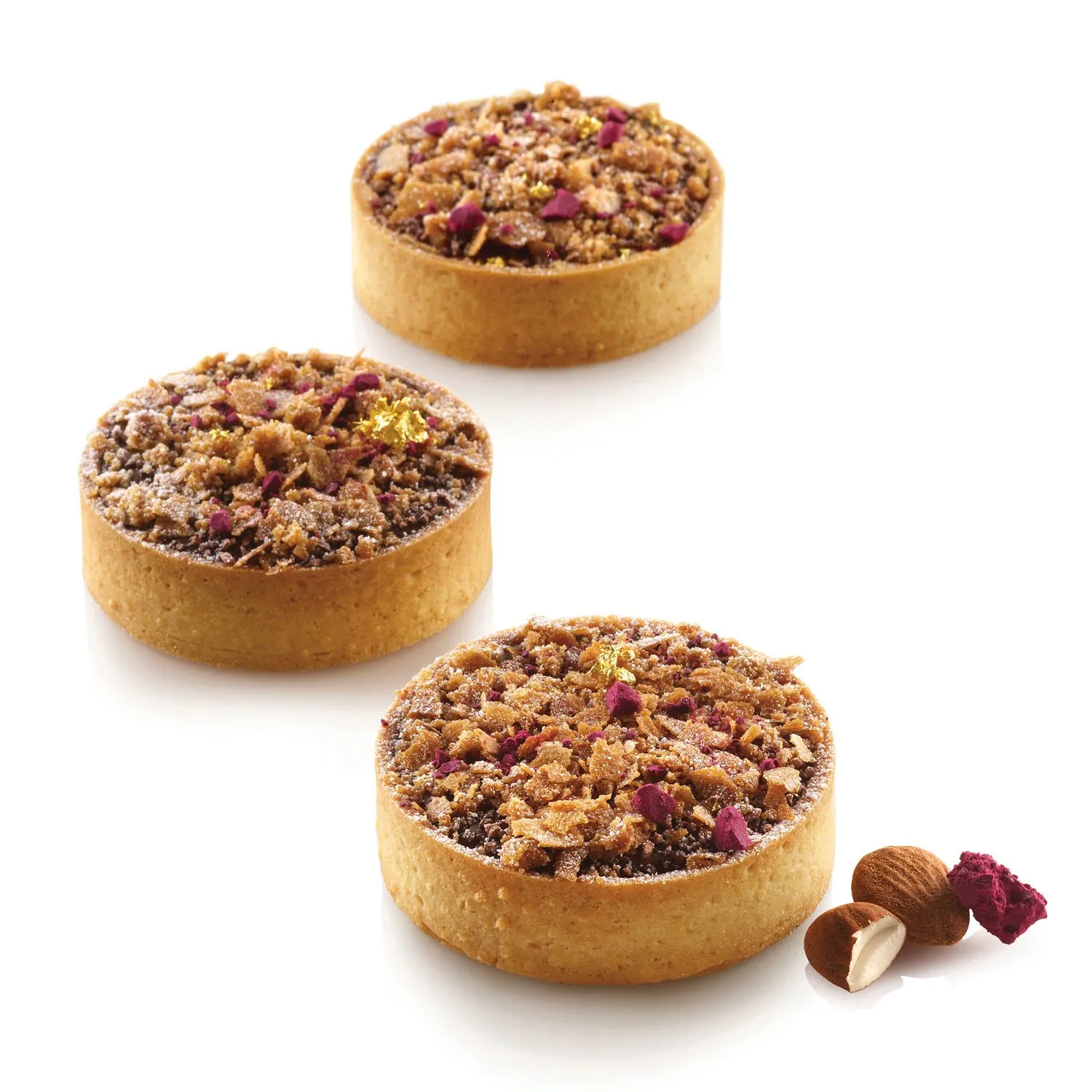 Forme Silicon Tarte - Set Forma Silicon Tarte Ring 8 Cavitati, D7 x H2cm + 8 Rame Microforate, Silikomart